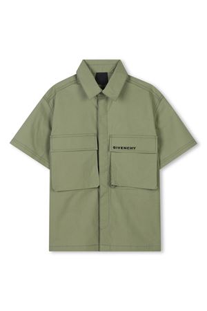 Camicia in cotone verde GIVENCHY KIDS | H30686634